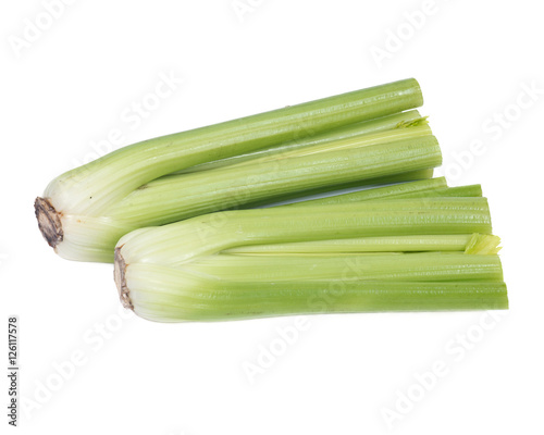 Fresh organic celery isolated on white background