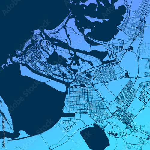 Abu Dhabi Two-Tone Map Artprint