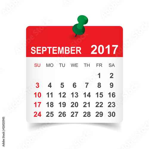 September 2017. Calendar vector illustration
