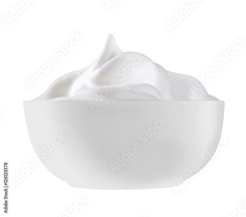 white cup filled with smooth white cream 