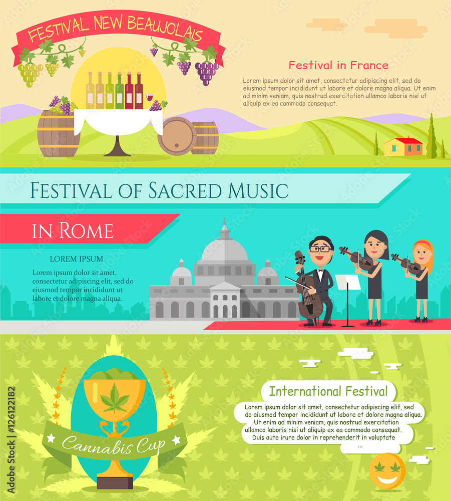 Italy National Festivals in Flat Style Design Stock Vector | Adobe Stock