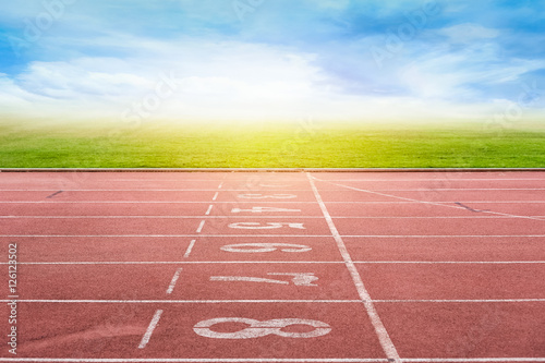 Start running track in stadium or sport park.