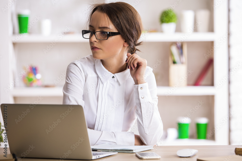 Beautiful female at workplace Beautiful female at workplace