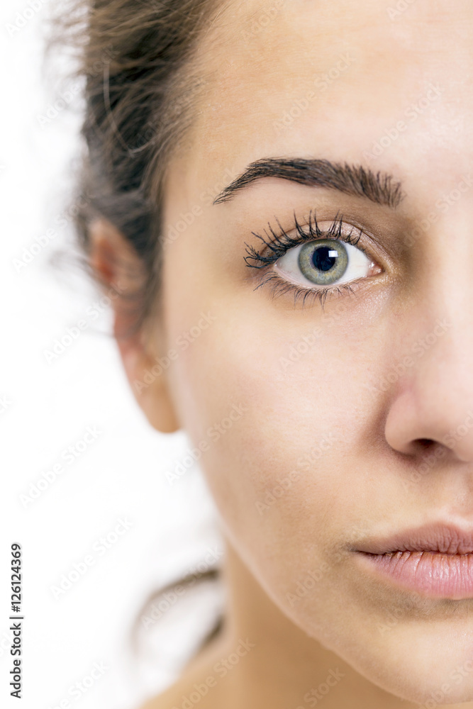 Portrait of serious young woman with beautiful eyes Portrait of serious young woman with beautiful eyes