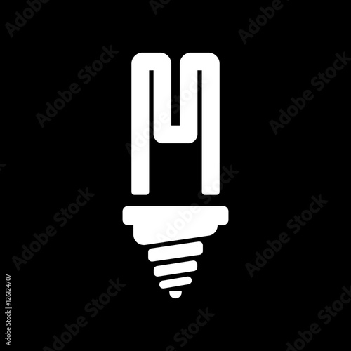 The fluorescent light bulb icon. Lamp and bulb, lightbulb symbol.UI. Web. Logo. Sign. Flat design. App.