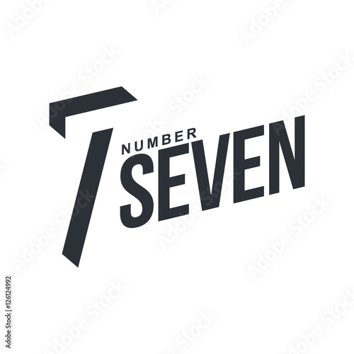 Black and white number seven diagonal logo template, vector illustrations isolated on white background. Graphic logo with diagonal logo with number seven