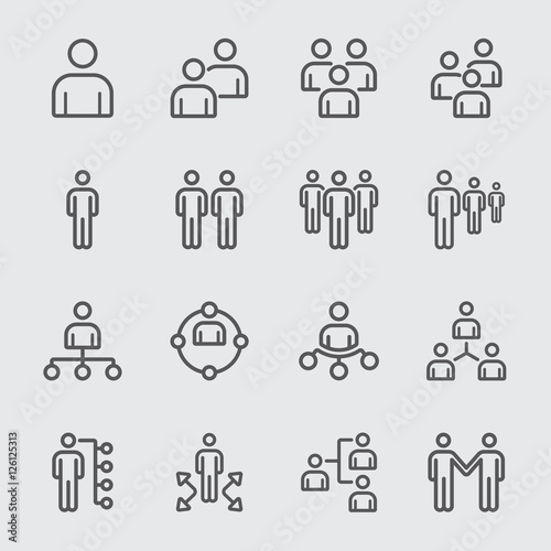 Business team and Organize line icon