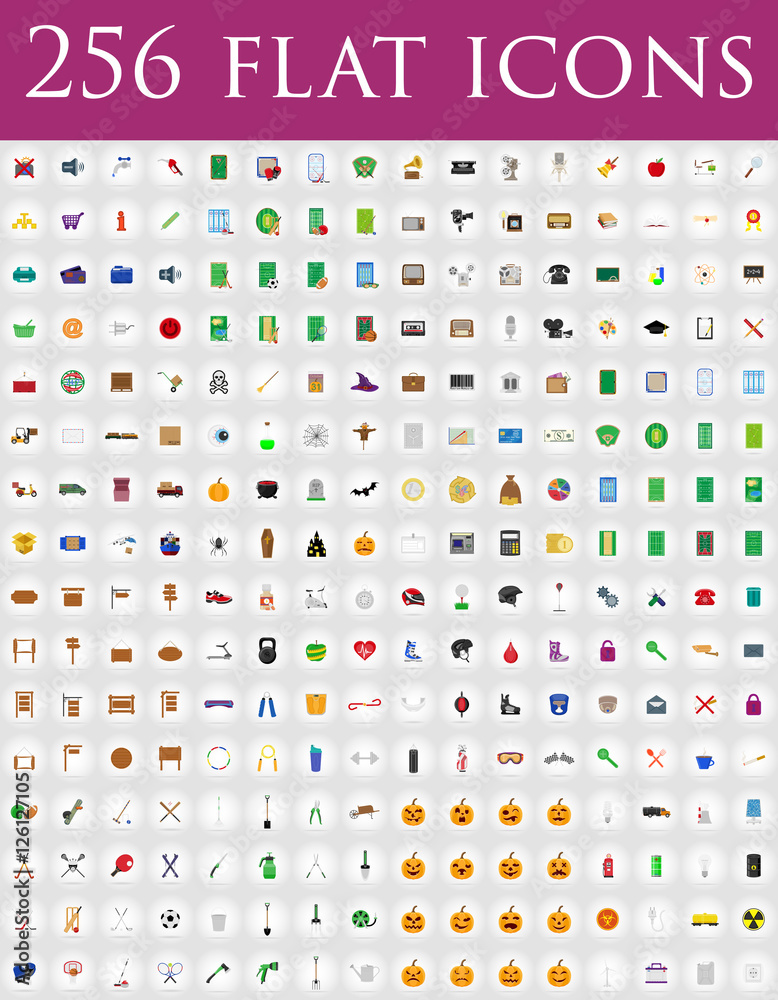 Obraz premium diverse set of flat icons vector illustration