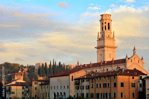 The cathedral in Verona at sunset. photo