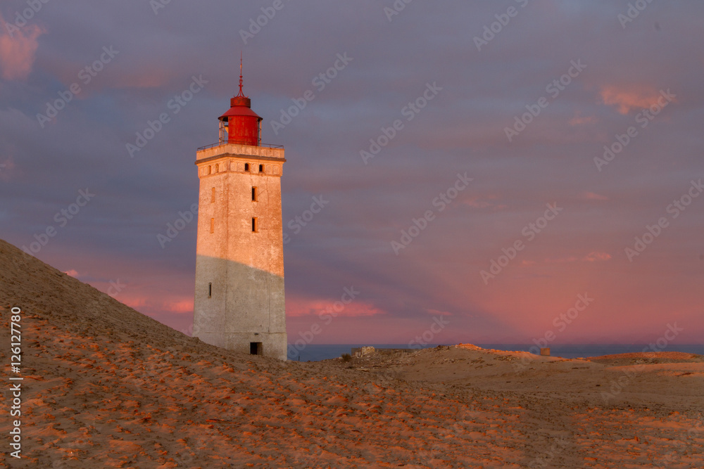 Lighthouse Rudjerg Knude during sunrise
