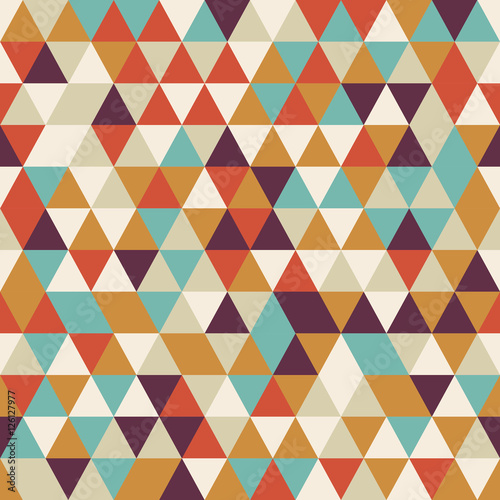 Geometric seamless pattern with colorful triangles in retro design