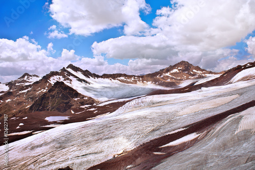 Summer in the mountains. Slope on the skiing resort. Caucasus, R