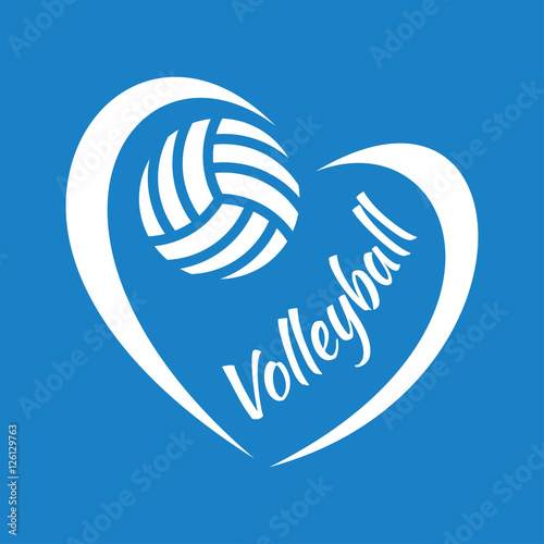Vector illustration of volleyball heart on blue background for sports design.
