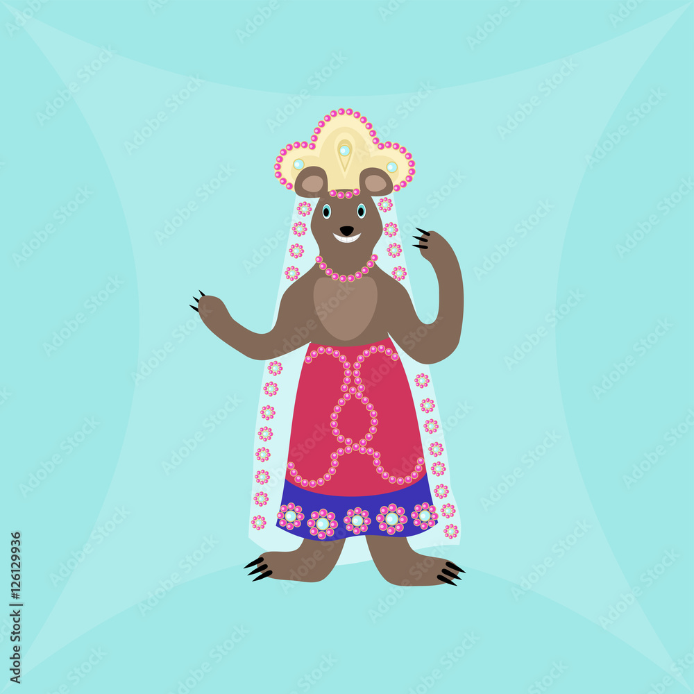 Smiling mother bear in russian style clothing Smiling mother bear in russian style clothing