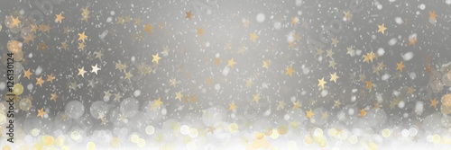 Weihnachtliche Sterne, Bokeh und Schneeflocken - Banner | Hintergrund  photo