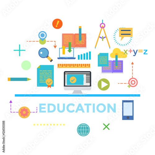 Concepts of word education. Flat design banner for website and mobile website, easy to use and highly customizable. Vector