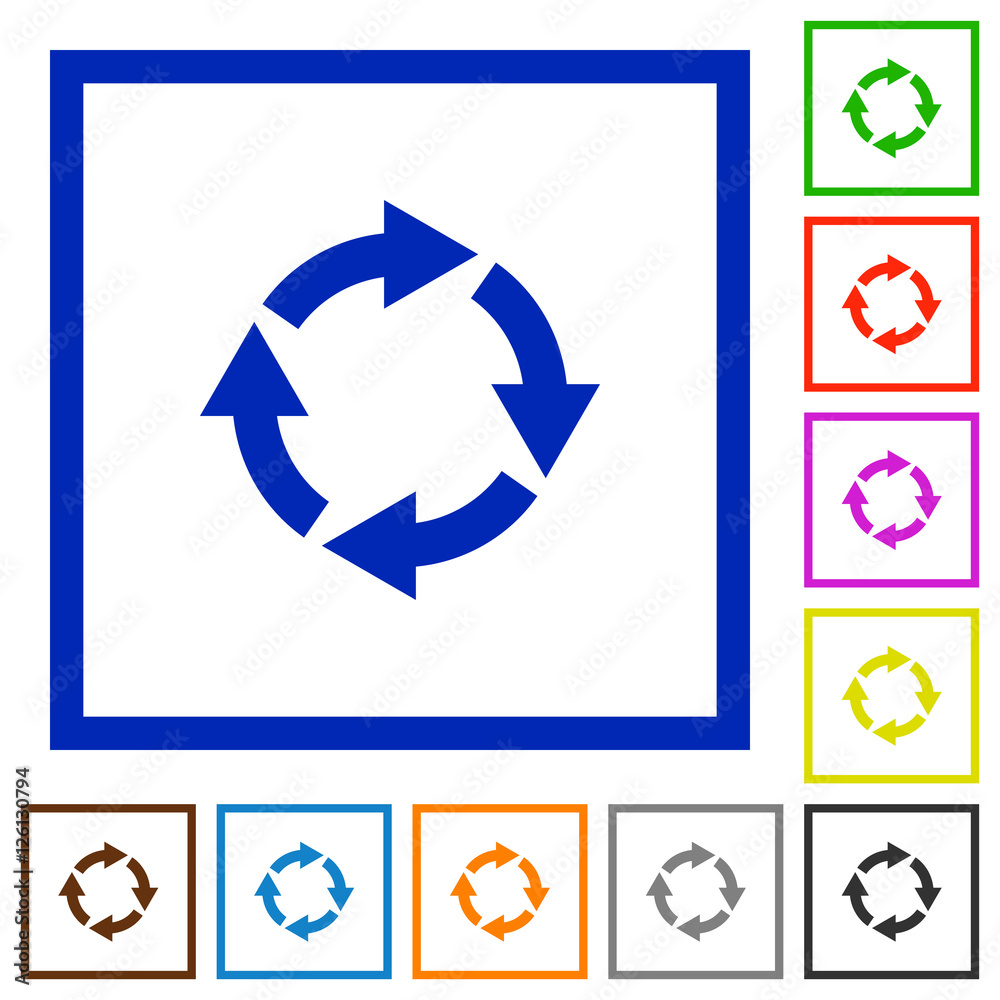 Rotate right flat framed icons Rotate right flat framed icons