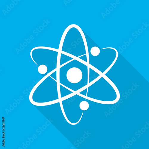 White atom icon. Vector illustration.
