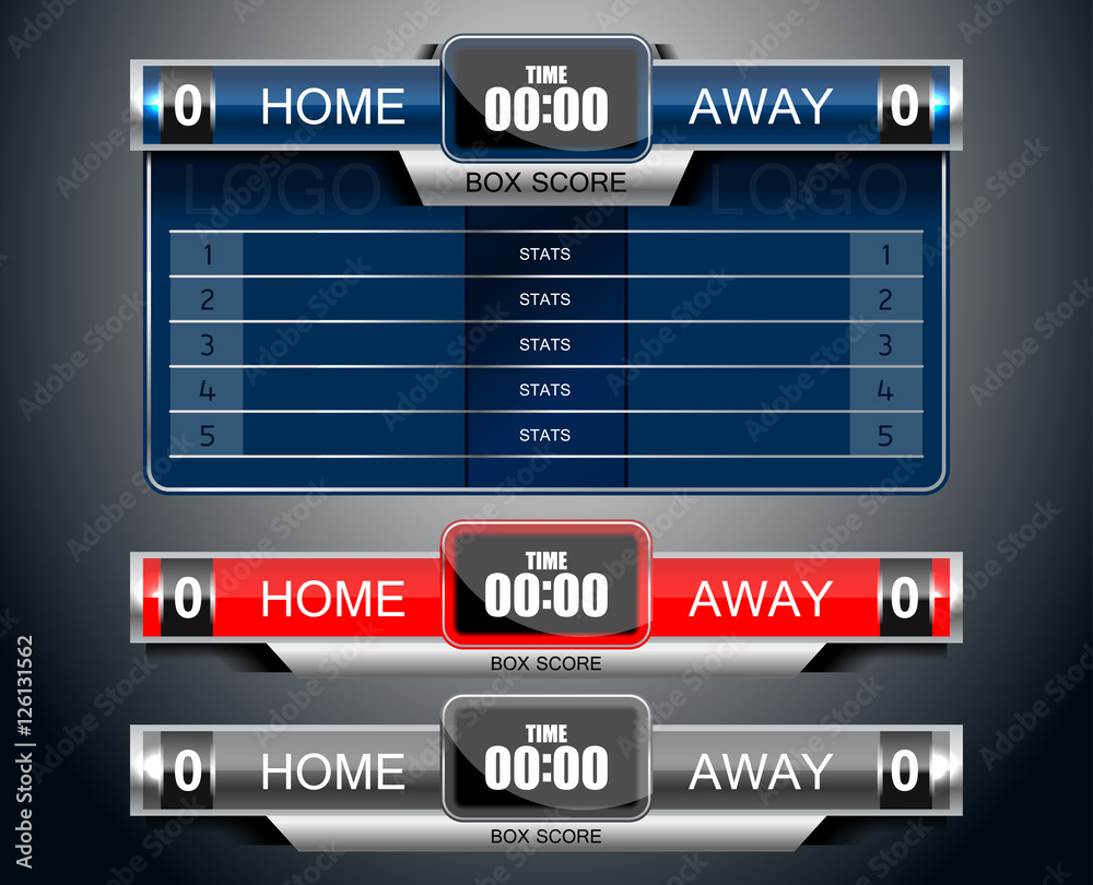 box scoreboard sport game for football and soccer, vector illustration box scoreboard sport game for football and soccer, vector illustration