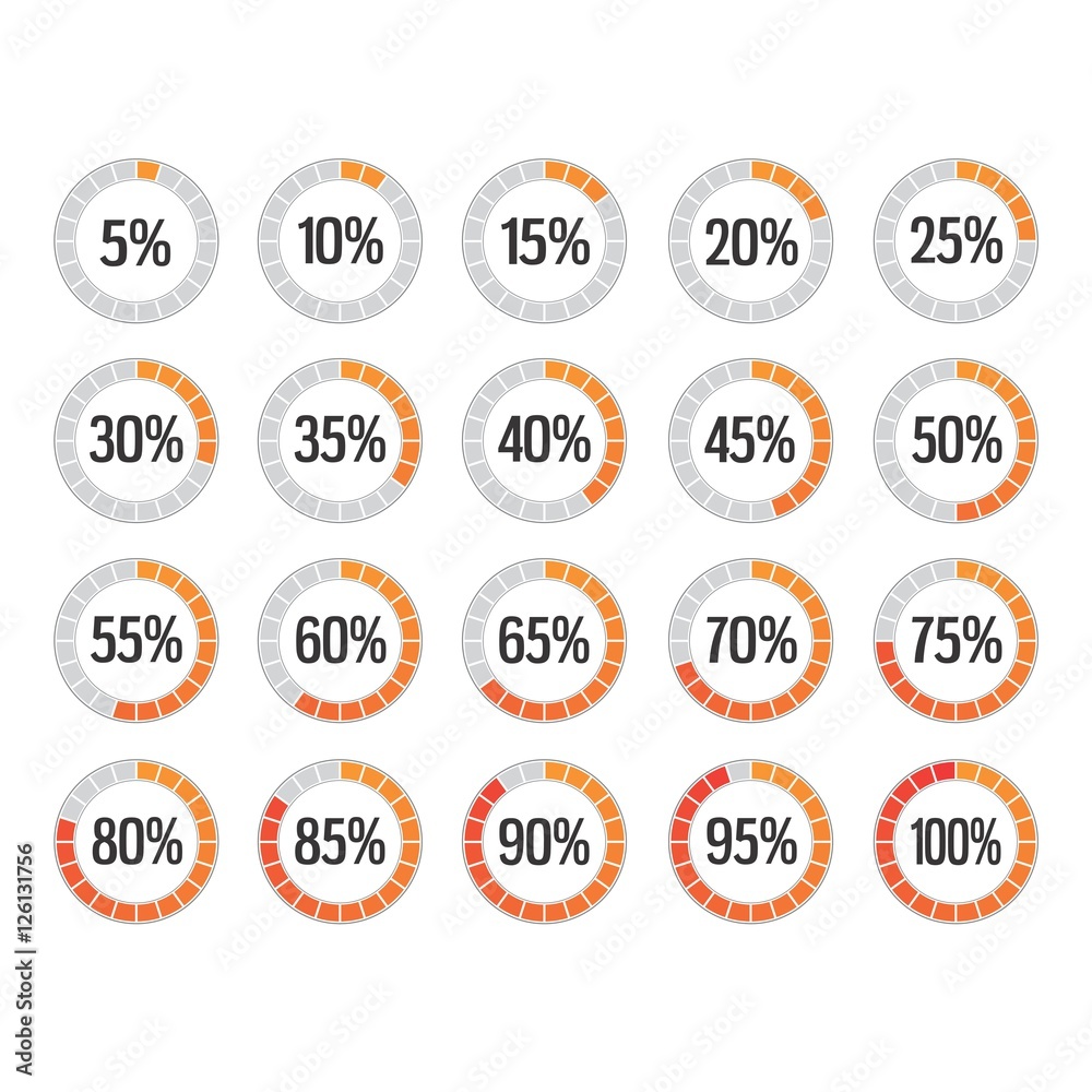 set elementi grafici percentuale