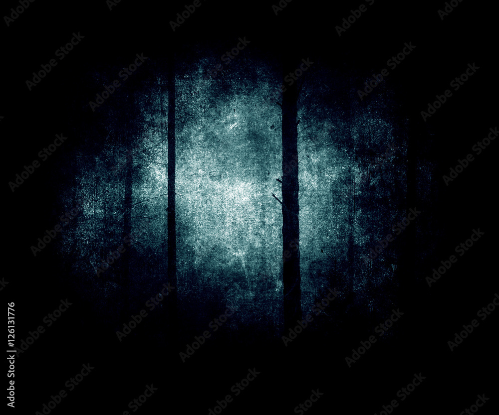 Obraz premium Scary Halloween Forest Wallpaper. Dark grunge mystical landscape