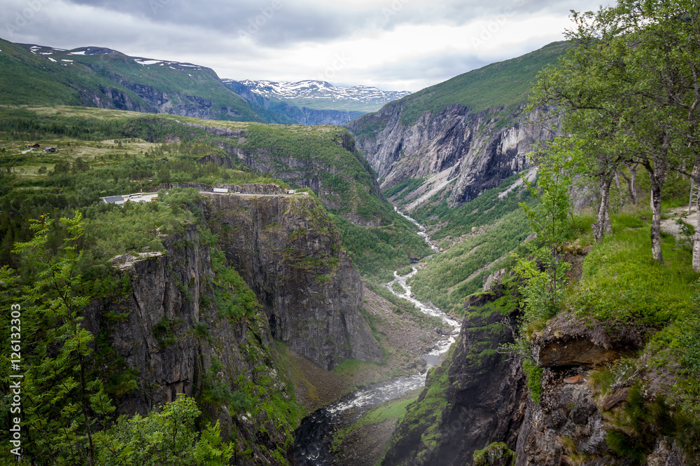 Voringsfoss valley scenic canyon landscape.