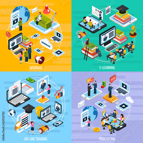Webinar Concept Icons Set 