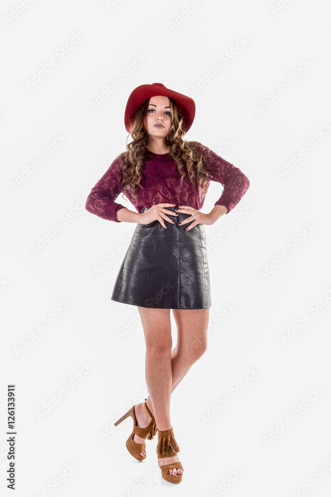 Portrait of a beautiful girl in a summer hat. Isolated over white background. Portrait of a beautiful girl in a summer hat. Isolated over white background.
