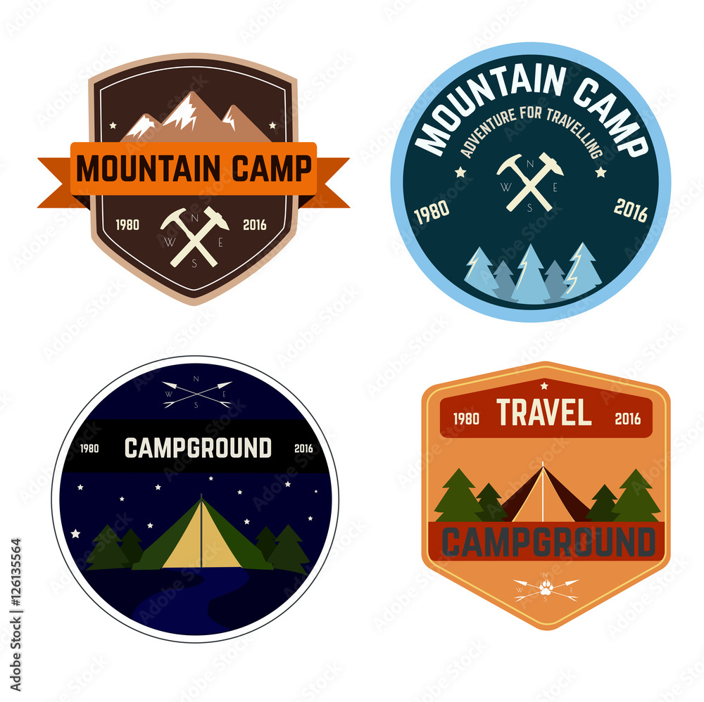 Obraz premium Vector isolated ions for camping and climbing