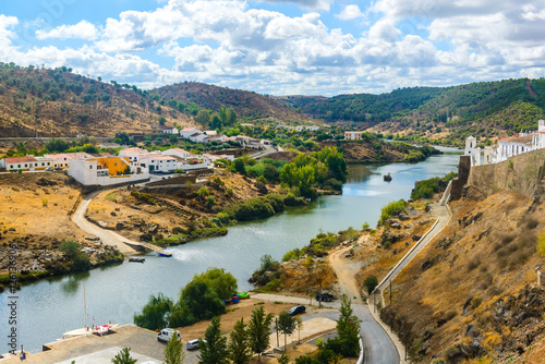View of the river Guadiana and the village of Mertola. Alentejo Region. Portugal photo