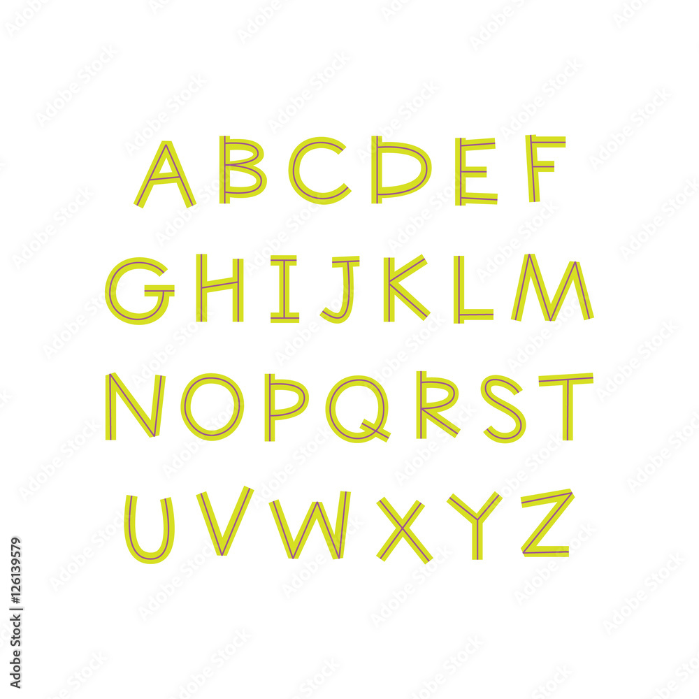 Cartoon English alphabet.