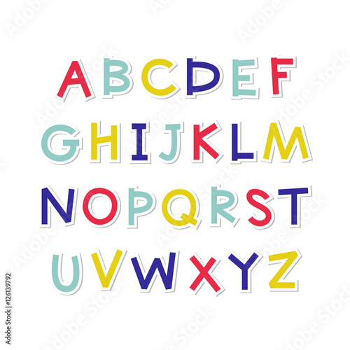 Cartoon English alphabet.