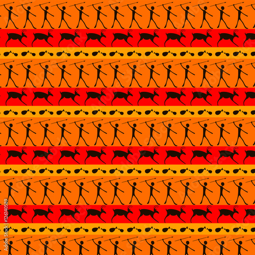 Caveman art seamless pattern.