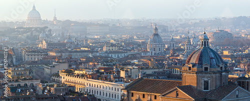 Canvas Print Rome city top panorama, Italy.