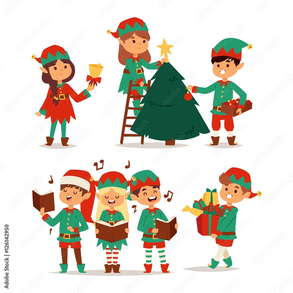 Santa Claus kids cartoon elf helpers Santa Claus kids cartoon elf helpers