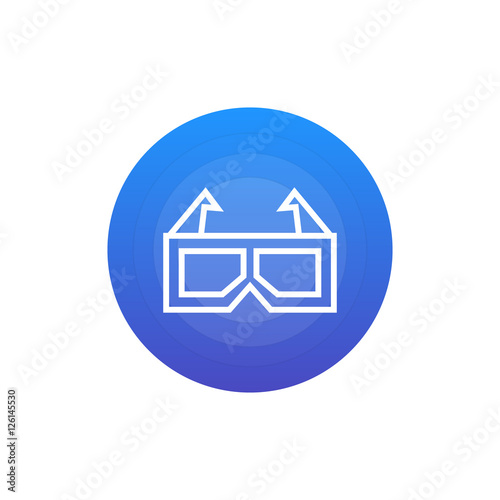 3d glasses icon vector, clip art. Also useful as logo, circle app icon, web UI element, symbol, graphic image, transparent silhouette and illustration.