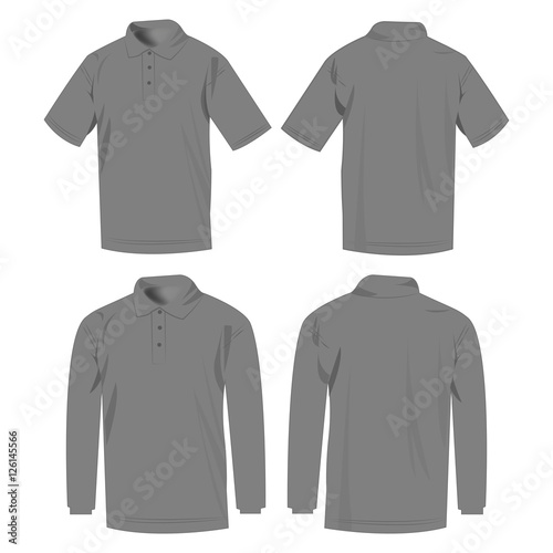 Grey polo shirt and polo with long sleeve isolated vector set