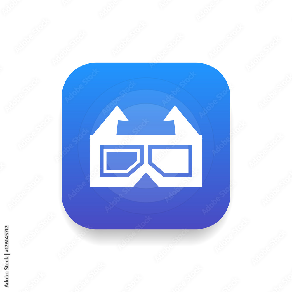 3d glasses icon vector, clip art. Also useful as logo, square app icon, web UI element, symbol, graphic image, transparent silhouette and illustration.