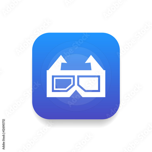3d glasses icon vector, clip art. Also useful as logo, square app icon, web UI element, symbol, graphic image, transparent silhouette and illustration.