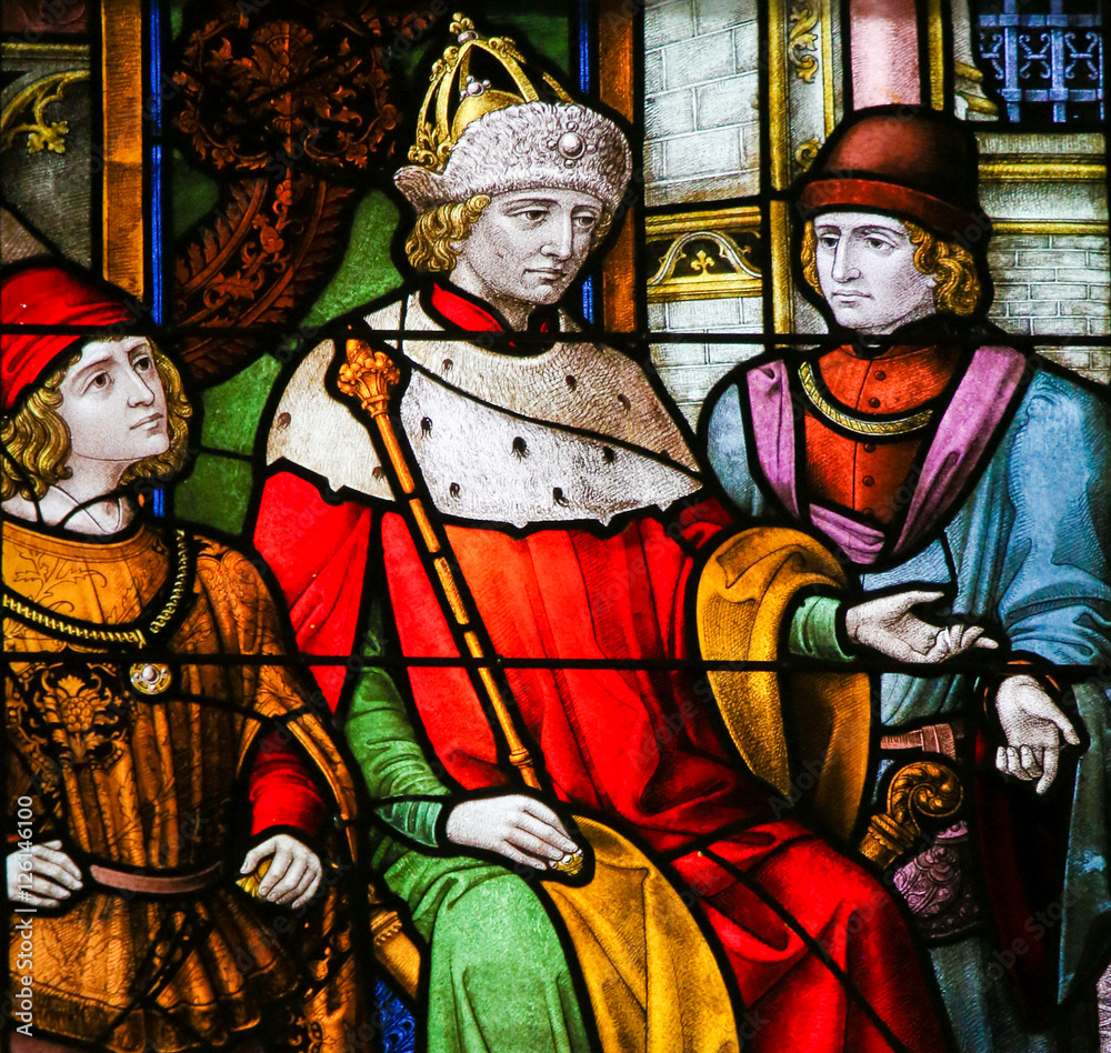 French King on a Throne - Stained Glass
