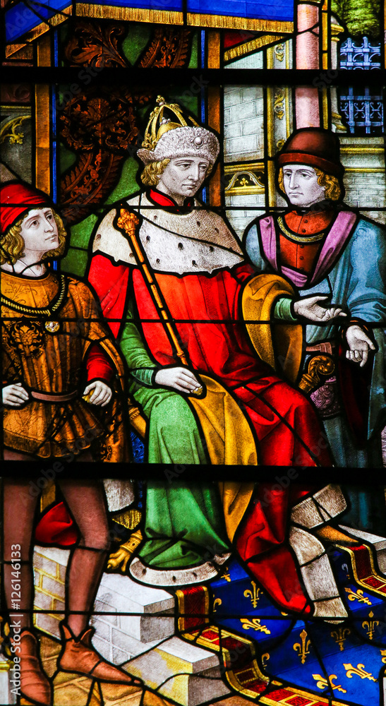 French King on a Throne - Stained Glass
