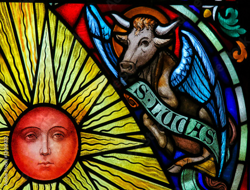 Stained Glass Symbolizing Saint Luke the Evangelist Fototapet