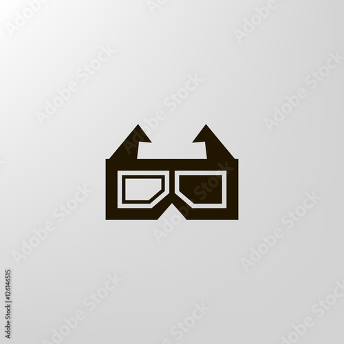 3d glasses icon vector, clip art. Also useful as logo, web UI element, symbol, graphic image, silhouette and illustration.