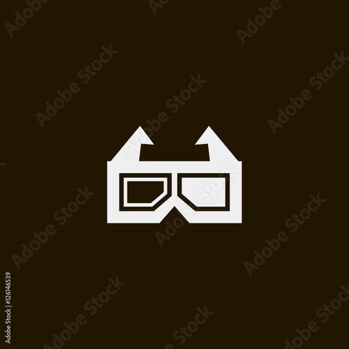 3d glasses icon vector, clip art. Also useful as logo, web UI element, symbol, graphic image, silhouette and illustration.