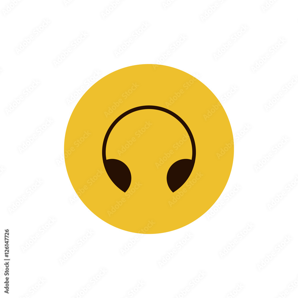 Fototapeta premium Headphone icon vector, clip art. Also useful as logo, circle app icon, web UI element, symbol, graphic image, silhouette and illustration.