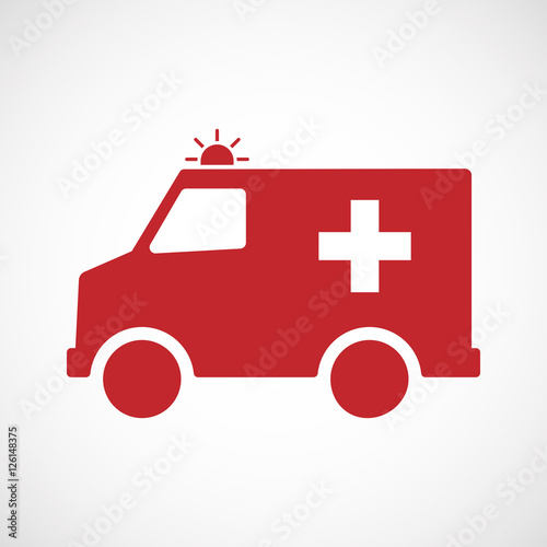 Isolated ambulance furgon icon with   the Swiss flag