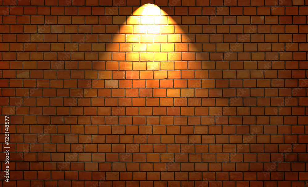 Fototapeta premium Ceglana ściana ze światłem