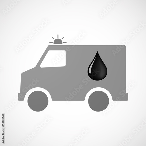 Isolated ambulance furgon icon with  an oil drop icon