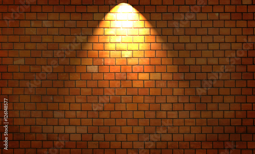 Ceglana ściana ze światłem