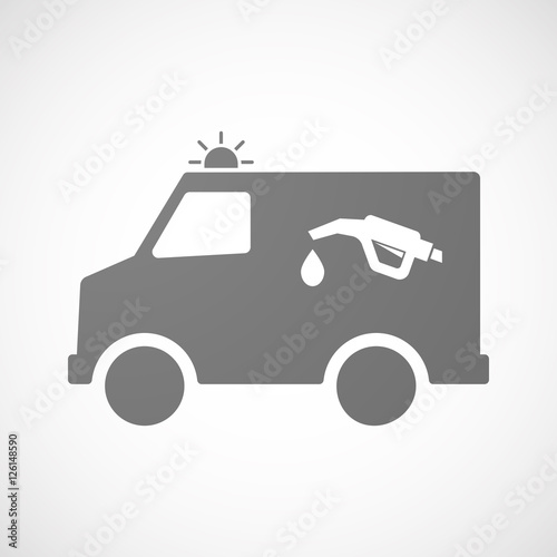 Isolated ambulance furgon icon with  a gas hose icon
